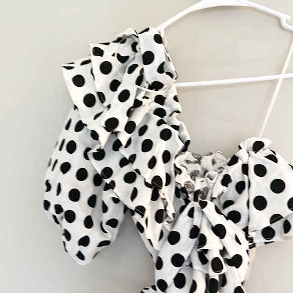 NWT Lisa Marie Fernandez X Target Black white one shoulder Polkadot mini dress - Picture 8 of 9